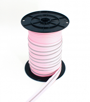 Preview: Endlosreißverschluss metallisiert schmal hellrosa/silber (1m)